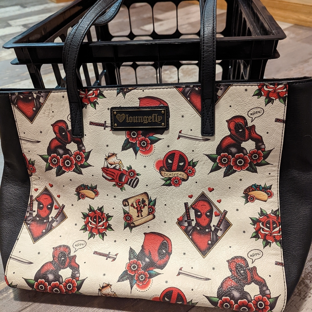 Loungefly Deadpool Tattoo Print Tote Bag